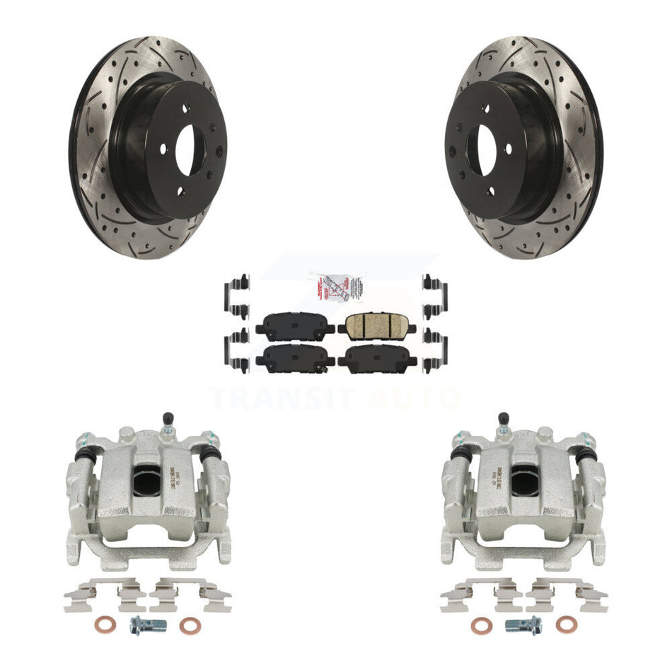 Rear Disc Brake Coated Caliper Drilled Slotted Rotors And Ceramic Pads Kit For INFINITI QX50 EX35 KCD-101522N