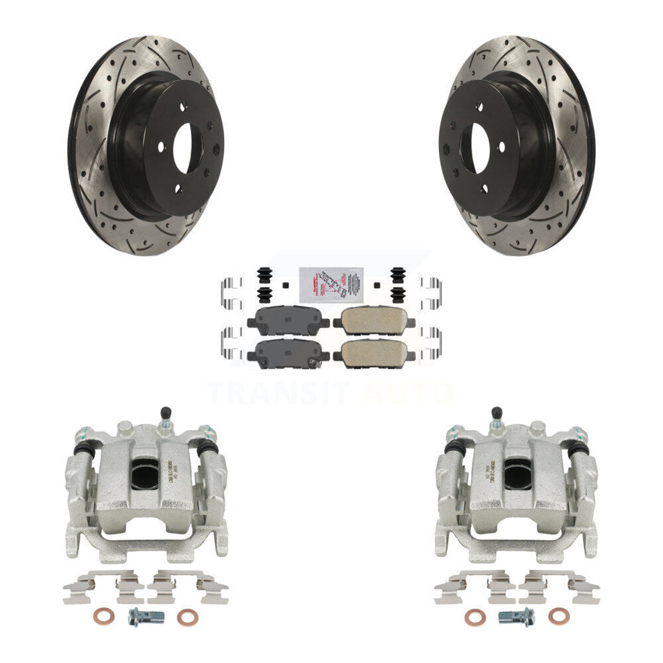 Rear Disc Brake Coated Caliper Drilled Slotted Rotors And Ceramic Pads Kit For 2013 INFINITI EX37 KCD-101525N