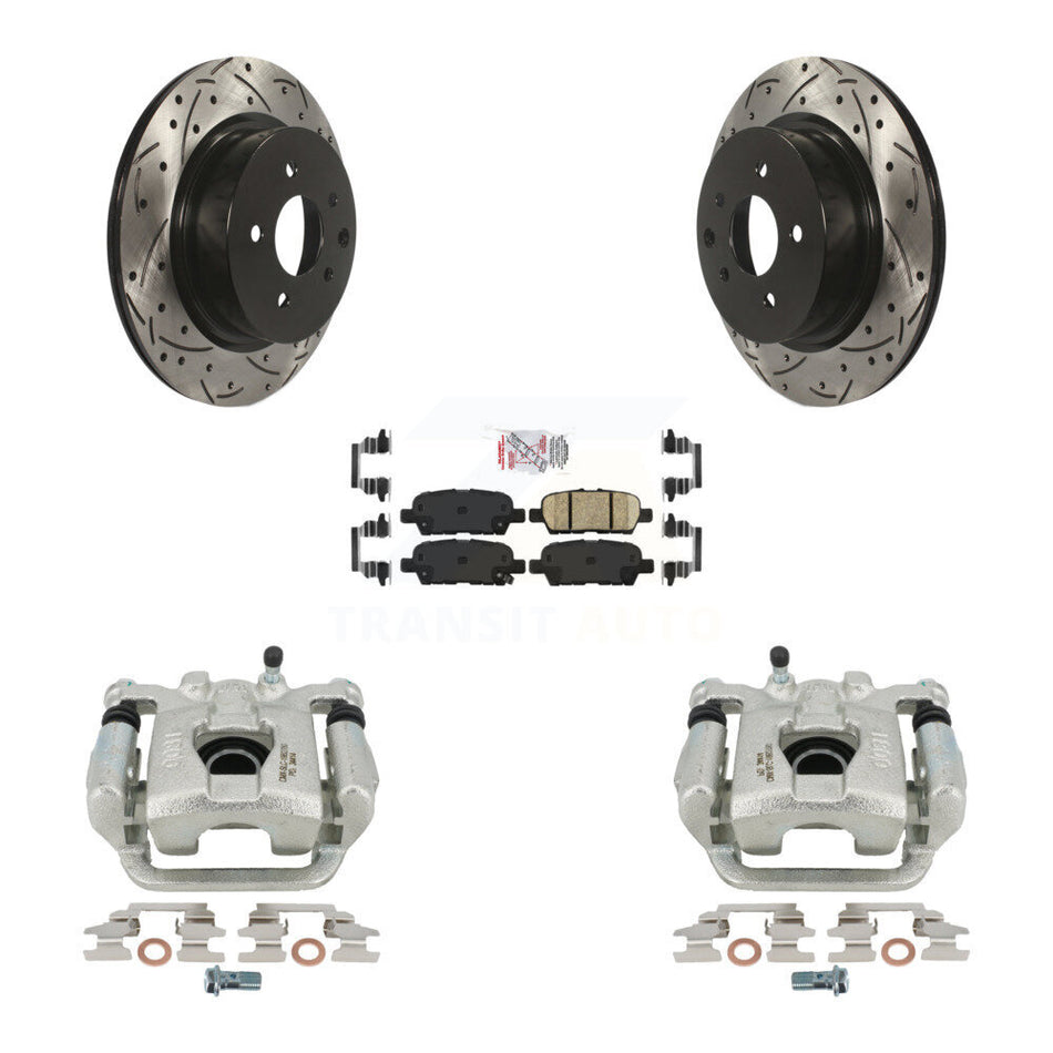 Rear Disc Brake Coated Caliper Drilled Slotted Rotors And Ceramic Pads Kit For 2019-2022 Nissan Maxima KCD-101526N