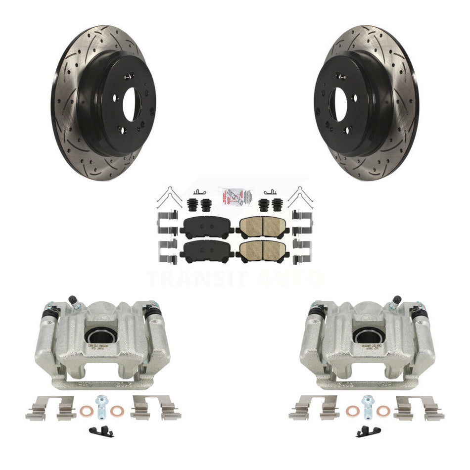 Rear Disc Brake Coated Caliper Drilled Slotted Rotors And Ceramic Pads Kit For Acura MDX ZDX KCD-101547N