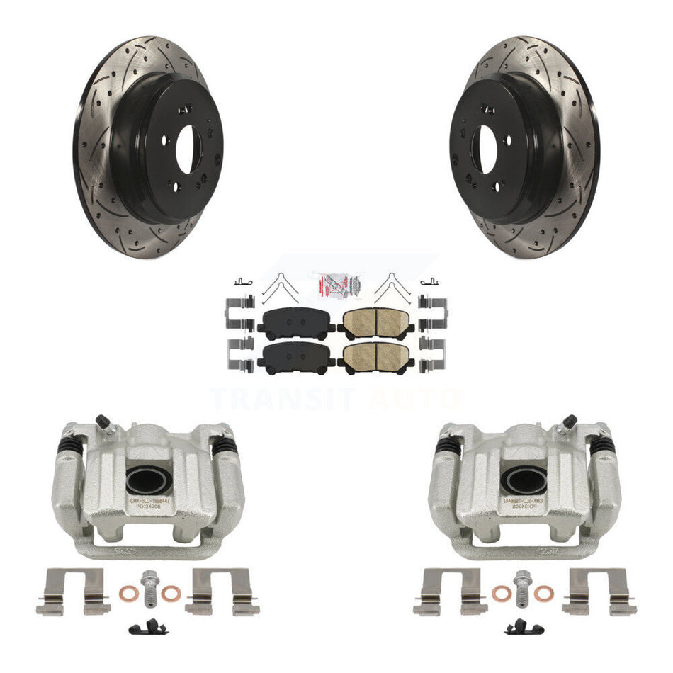 Rear Disc Brake Coated Caliper Drilled Slotted Rotors And Ceramic Pads Kit For 2011-2017 Honda Odyssey KCD-101548N