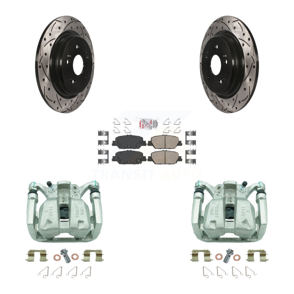 Rear Disc Brake Coated Caliper Drill Slot Rotor Ceramic Pad Kit For 2017-2022 Honda CR-V KCD-101550N