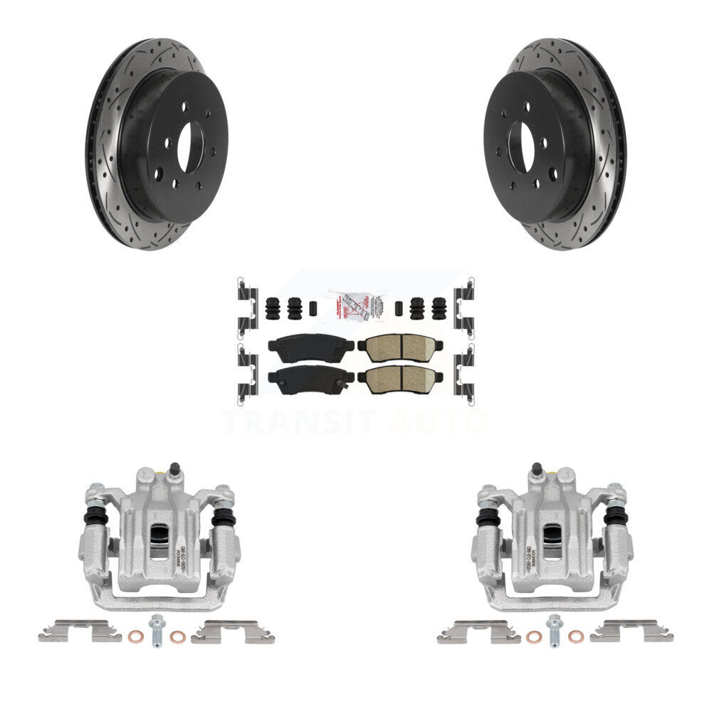 Rear Brake Caliper Drill Slotted Rotor Ceramic Pad Kit For Nissan Frontier Xterra Suzuki KCD-101553N