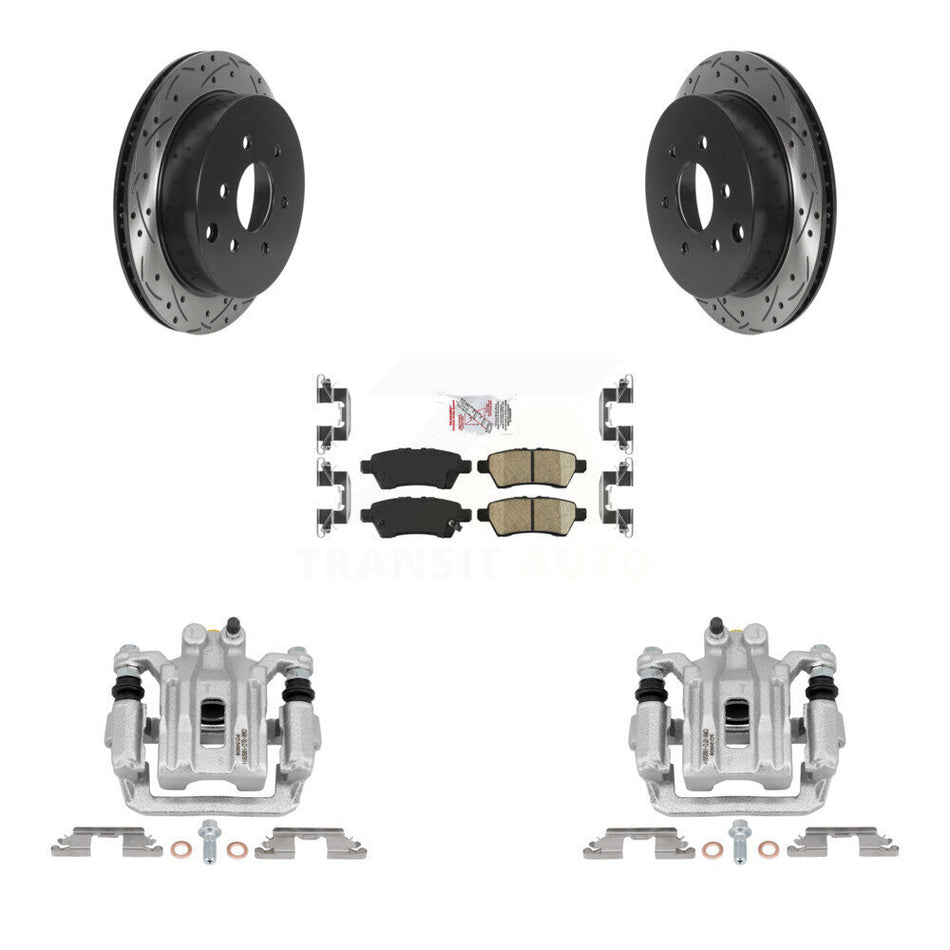 Rear Brake Coated Caliper Drilled Slot Rotor Ceramic Pad Kit For 2006-2007 Nissan Xterra KCD-101554N