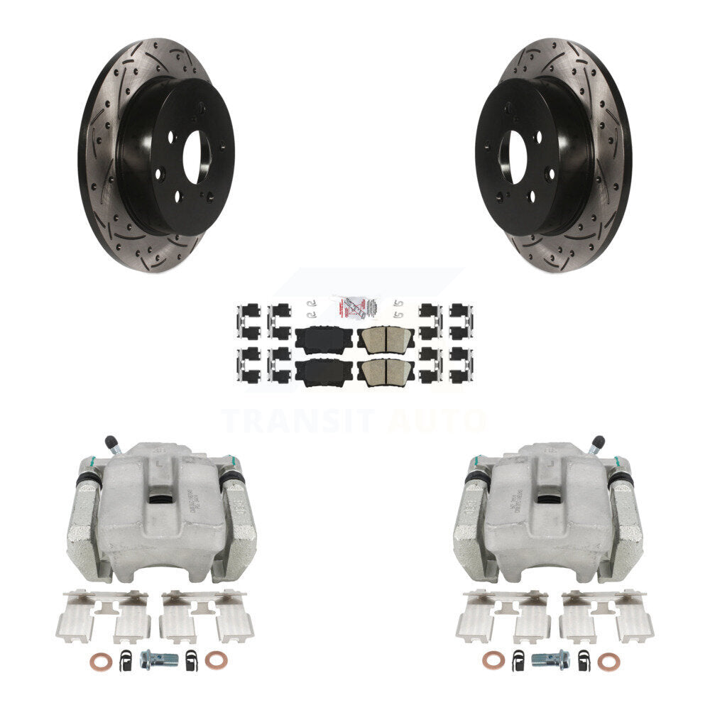 Rear Disc Brake Coated Caliper Drilled Slotted Rotor And Ceramic Pad Kit For Toyota RAV4 KCD-101556N