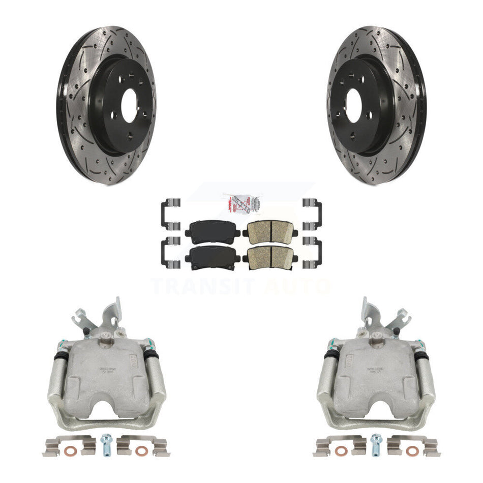 Rear Disc Brake Coated Caliper Drilled Slotted Rotors And Ceramic Pads Kit For Buick LaCrosse Allure KCD-101563N