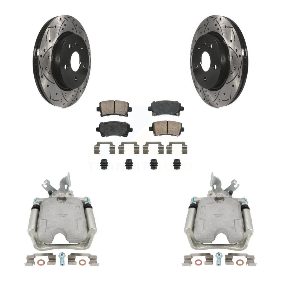 Rear Brake Coated Caliper Drill Slotted Rotors Ceramic Pad Kit For Buick LaCrosse Allure KCD-101564N