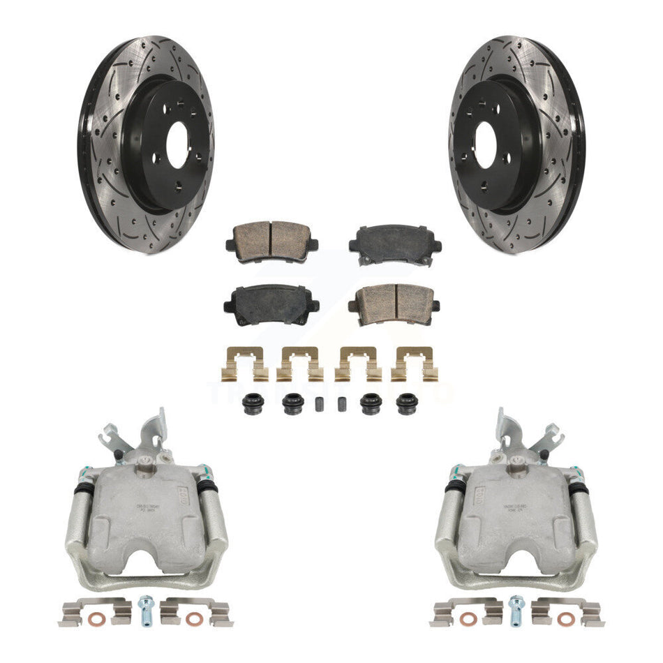 Rear Brake Coated Caliper Drill Slot Rotors Ceramic Pad Kit For 2010-2011 Buick LaCrosse KCD-101565N