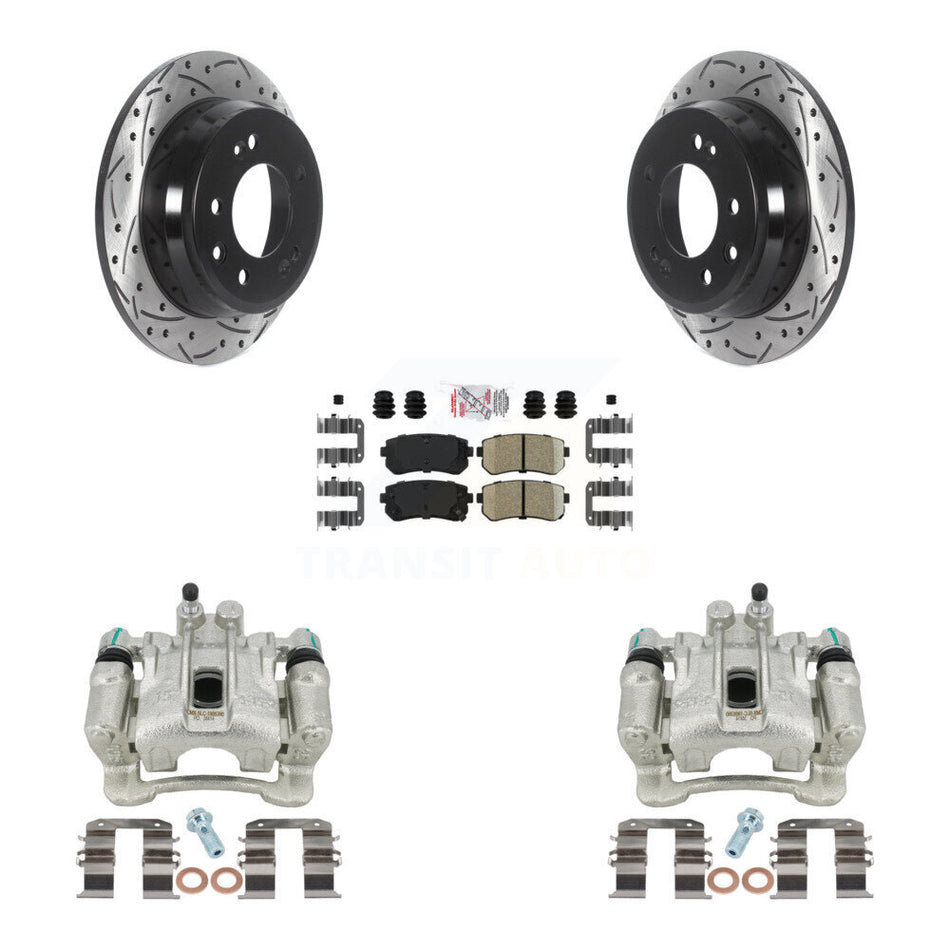 Rear Disc Brake Coated Caliper Drilled Slotted Rotors And Ceramic Pads Kit For Hyundai Tucson Kia Sportage FWD KCD-101569N