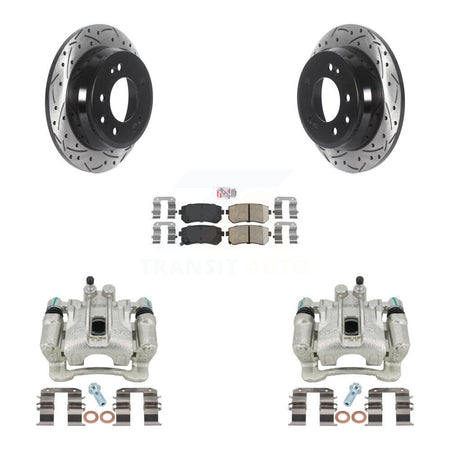 Rear Disc Brake Coated Caliper Drilled Slotted Rotors And Ceramic Pads Kit For Hyundai Tucson Kia Sportage FWD KCD-101570N by Transit Auto