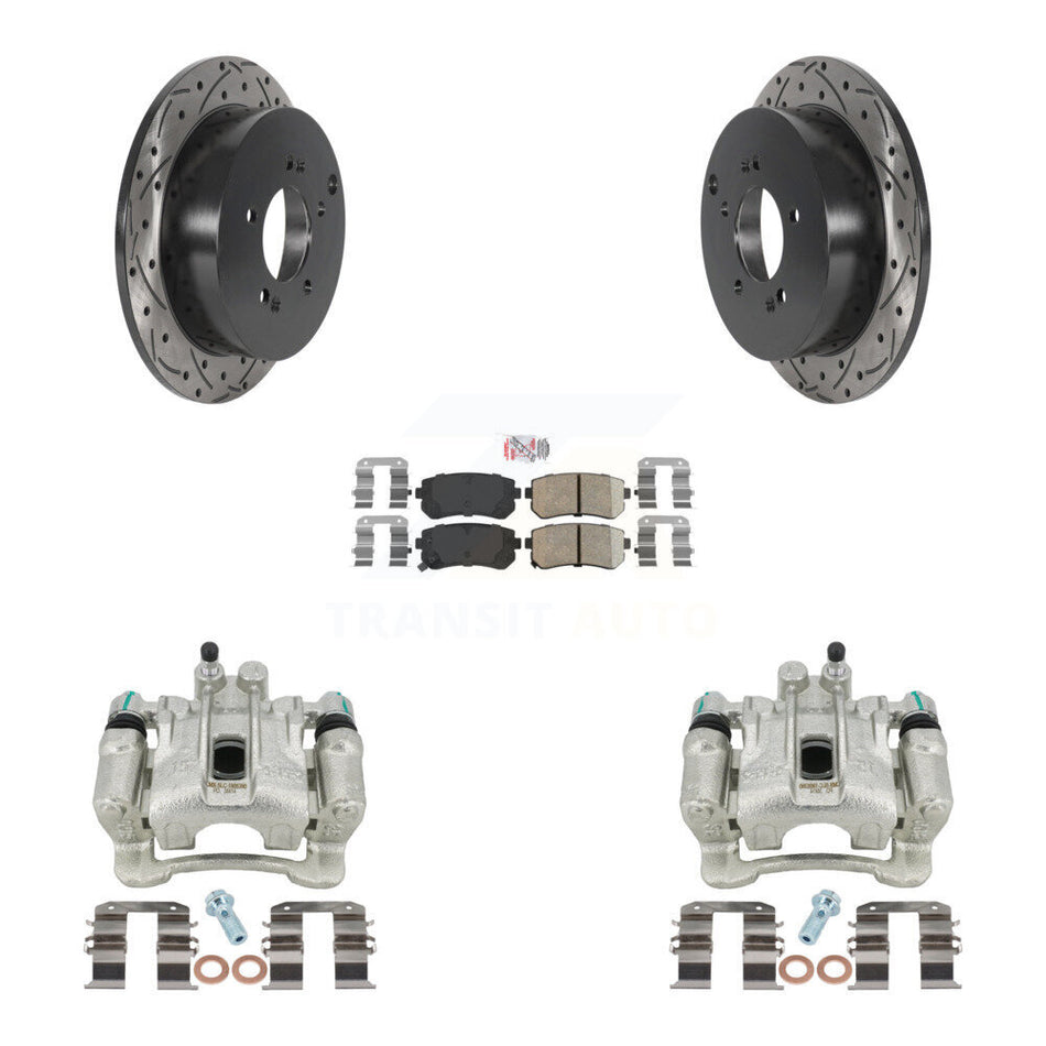 Rear Disc Brake Coated Caliper Drilled Slotted Rotors And Ceramic Pads Kit For Hyundai Tucson Kia Sportage AWD KCD-101572N