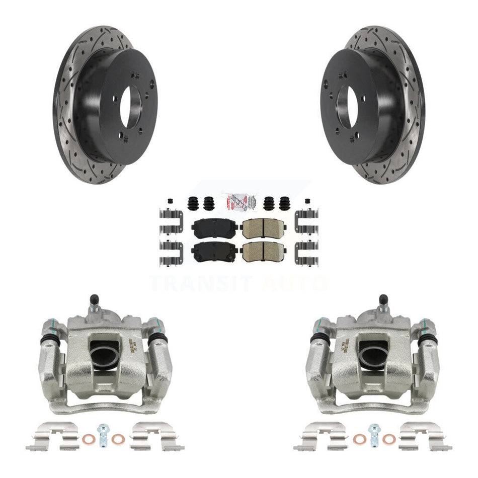 Rear Brake Caliper Drill Slot Rotors Ceramic Pad Kit For 2016 Kia Sportage From 12 10 15 KCD-101575N