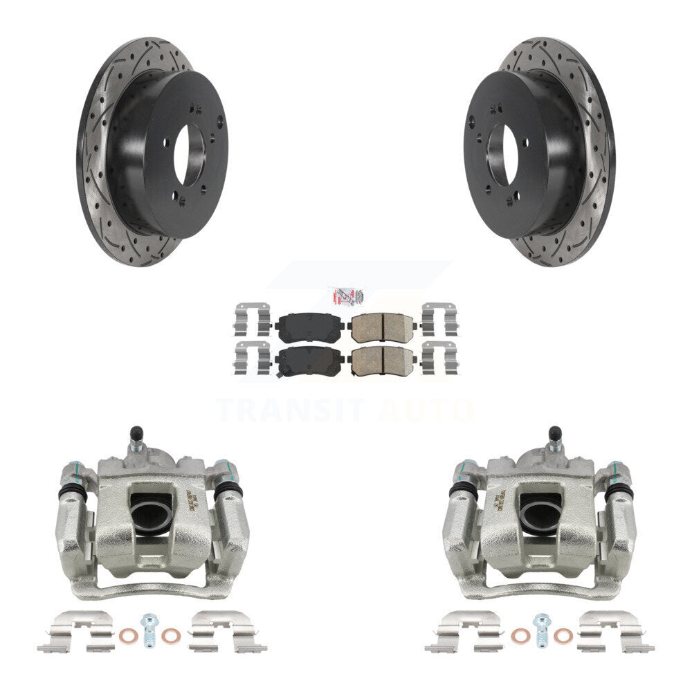 Rear Brake Caliper Drill Slot Rotors Ceramic Pad Kit For 2016 Kia Sportage From 12 10 15 KCD-101576N