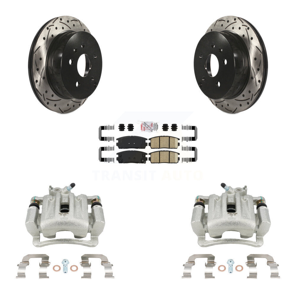 Rear Brake Caliper Drill Slotted Rotor Ceramic Pad Kit For Chevrolet Equinox GMC Terrain KCD-101577N