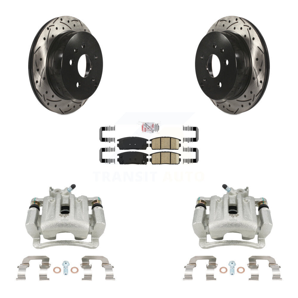 Rear Brake Caliper Drill Slotted Rotor Ceramic Pad Kit For Chevrolet Equinox GMC Terrain KCD-101578N