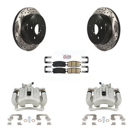 Rear Brake Caliper Drill Slotted Rotor Ceramic Pad Kit For Chevrolet Equinox GMC Terrain KCD-101578N