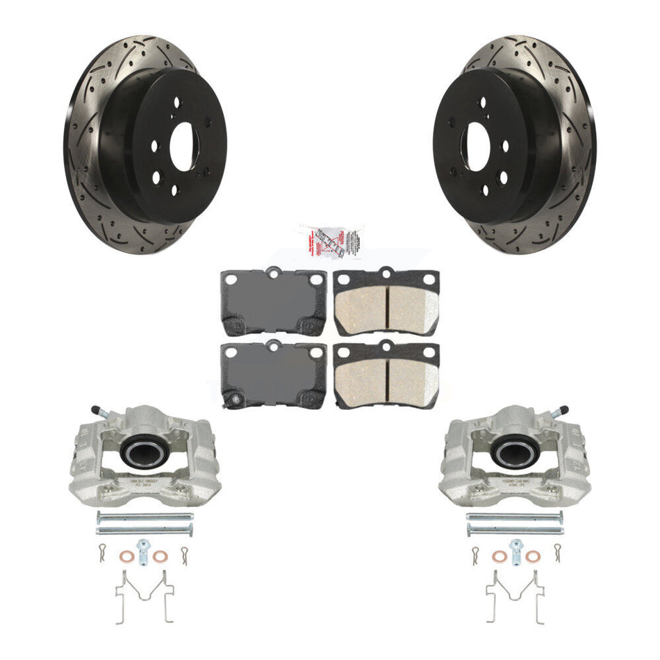 Rear Disc Brake Coated Caliper Drilled Slotted Rotors And Ceramic Pads Kit For Lexus IS250 KCD-101579N