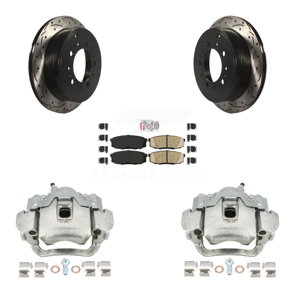 Rear Disc Brake Coated Caliper Drilled Slotted Rotors And Ceramic Pads Kit For Lexus LX570 Toyota Land Cruiser KCD-101588N