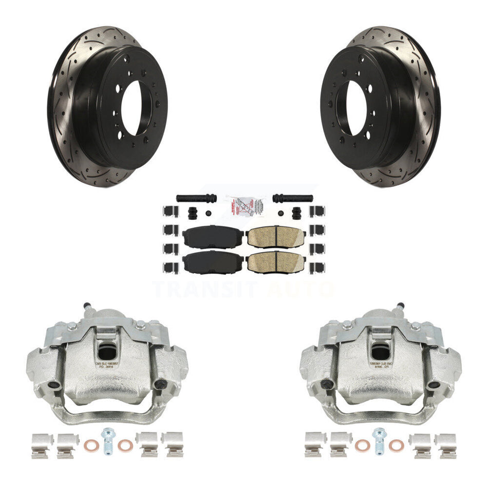 Rear Disc Brake Coated Caliper Drilled Slotted Rotors And Ceramic Pads Kit For Lexus LX570 Toyota Land Cruiser KCD-101589N