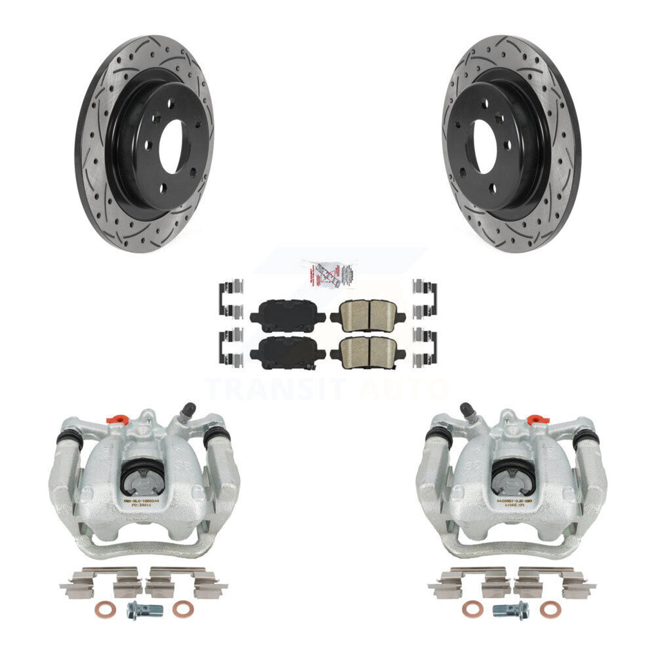 Rear Disc Brake Coated Caliper Drilled Slotted Rotors And Ceramic Pads Kit For Chevrolet Equinox GMC Terrain KCD-101593N
