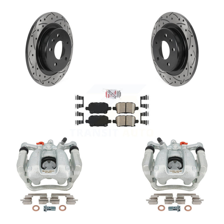 Rear Disc Brake Coated Caliper Drilled Slotted Rotors And Ceramic Pads Kit For Chevrolet Equinox GMC Terrain KCD-101595N