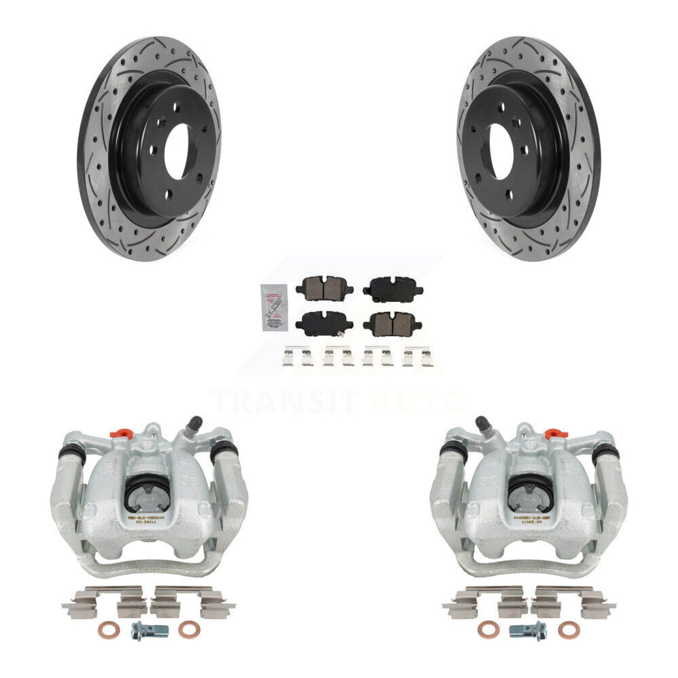 Rear Disc Brake Coated Caliper Drilled Slotted Rotors And Ceramic Pads Kit For 2022 GMC Chevrolet Equinox Terrain KCD-101596N