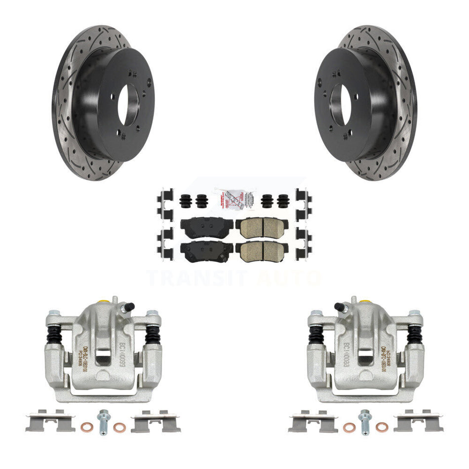Rear Disc Brake Coated Caliper Drilled Slotted Rotors And Ceramic Pads Kit For Kia Sportage Hyundai Tucson KCD-101599N