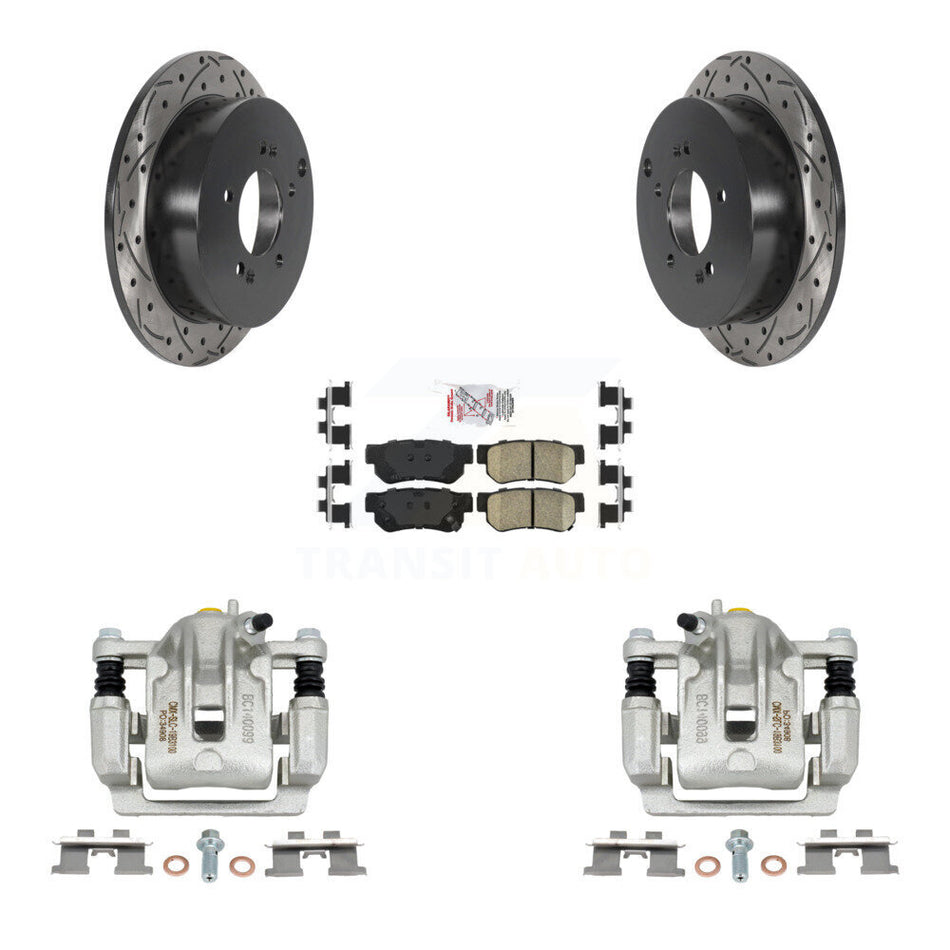 Rear Disc Brake Coated Caliper Drilled Slotted Rotors And Ceramic Pads Kit For Kia Sportage Hyundai Tucson KCD-101600N