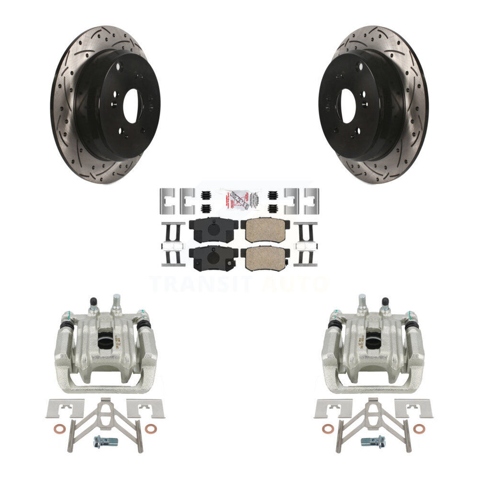 Rear Disc Brake Coated Caliper Drilled Slotted Rotors And Ceramic Pads Kit For Acura RDX KCD-101603N