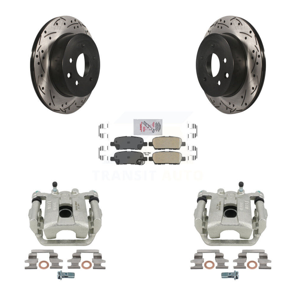 Rear Disc Brake Coated Caliper Drilled Slotted Rotors And Ceramic Pads Kit For Nissan Rogue Select X-Trail KCD-101618N