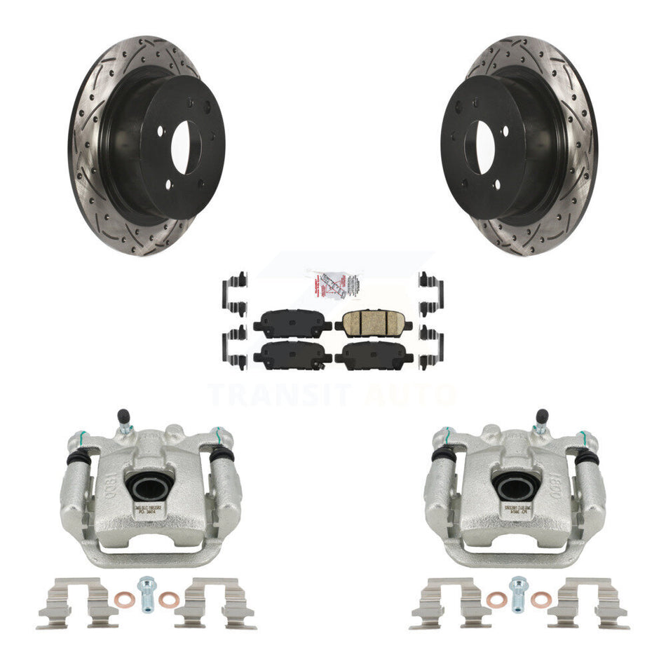 Rear Disc Brake Coated Caliper Drilled Slot Rotor Ceramic Pad Kit For Nissan Sentra Juke KCD-101620N