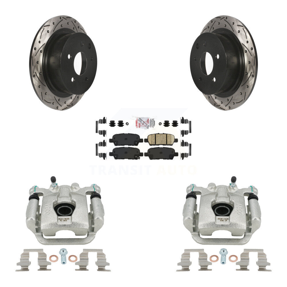 Rear Disc Brake Coated Caliper Drilled Slot Rotor Ceramic Pad Kit For Nissan Sentra Juke KCD-101621N