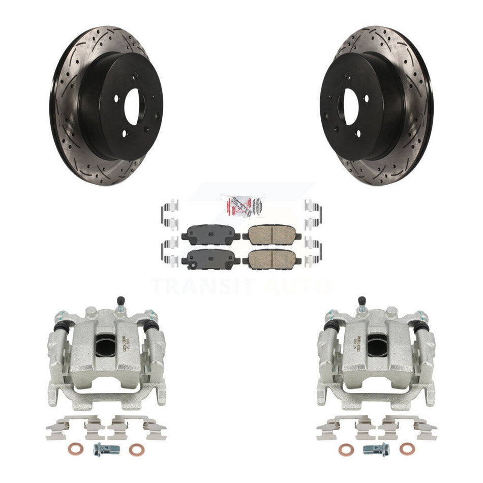 Rear Disc Brake Coated Caliper Drilled Slotted Rotors And Ceramic Pads Kit For 2009-2012 INFINITI FX35 KCD-101626N