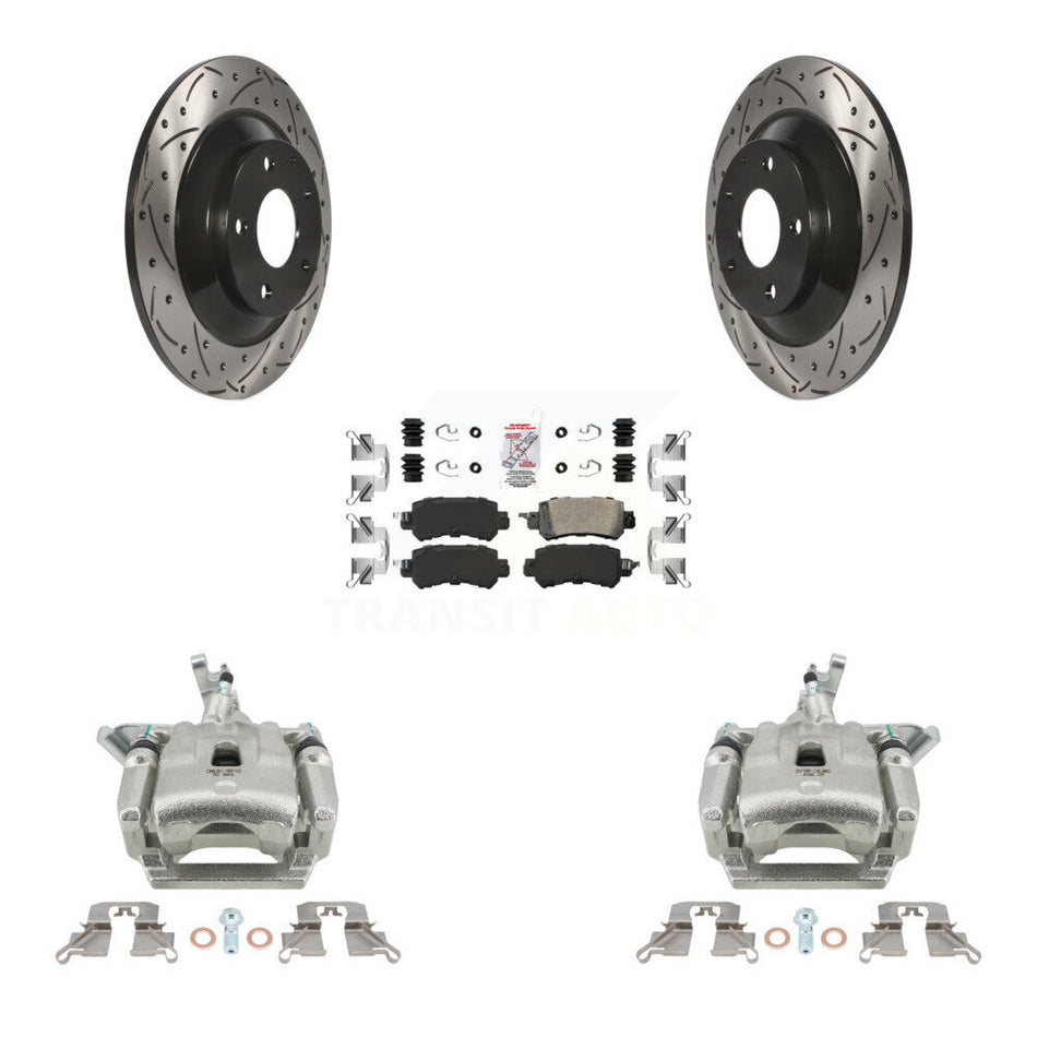 Rear Disc Brake Coated Caliper Drill Slot Rotor Ceramic Pad Kit For 2013-2015 Mazda CX-5 KCD-101636N