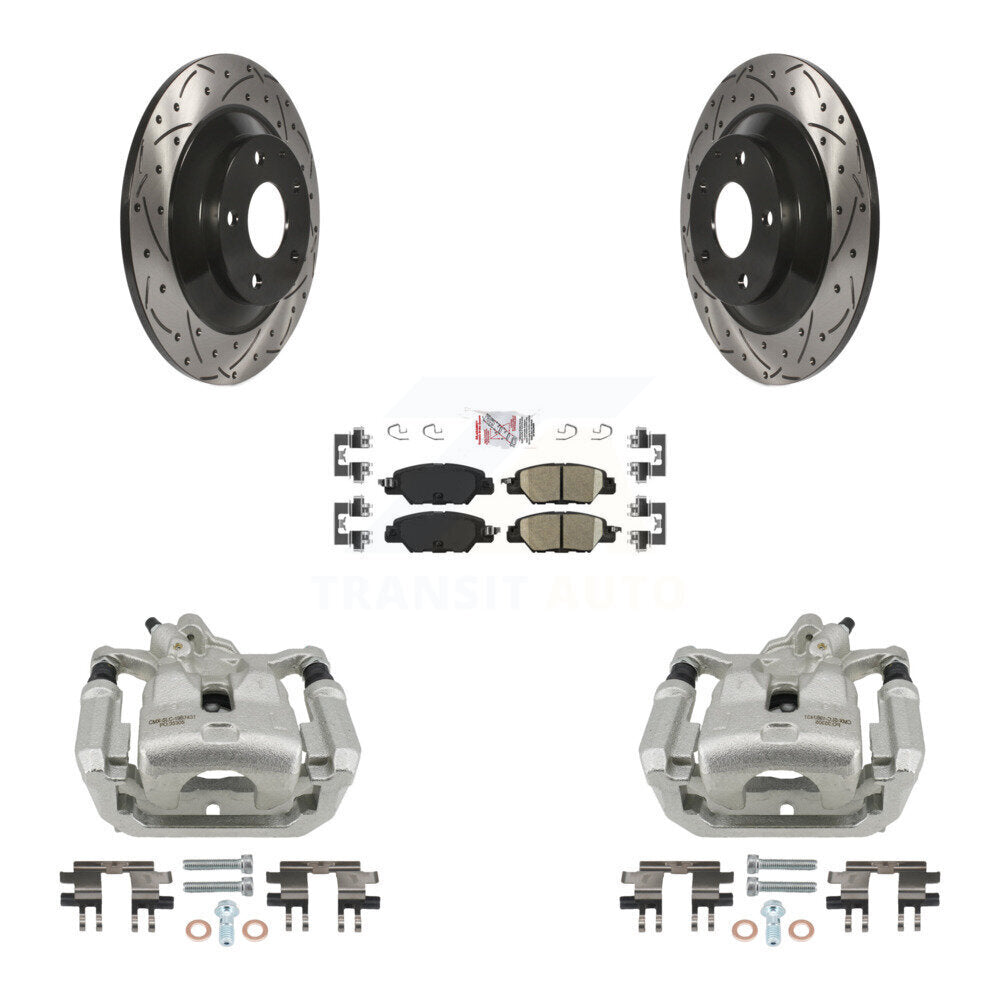 Rear Disc Brake Coated Caliper Drill Slot Rotor Ceramic Pad Kit For 2016-2022 Mazda CX-5 KCD-101639N