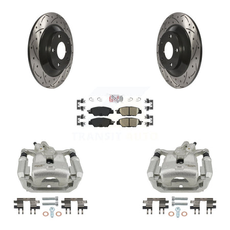 Rear Disc Brake Coated Caliper Drill Slot Rotor Ceramic Pad Kit For 2016-2022 Mazda CX-5 KCD-101639N