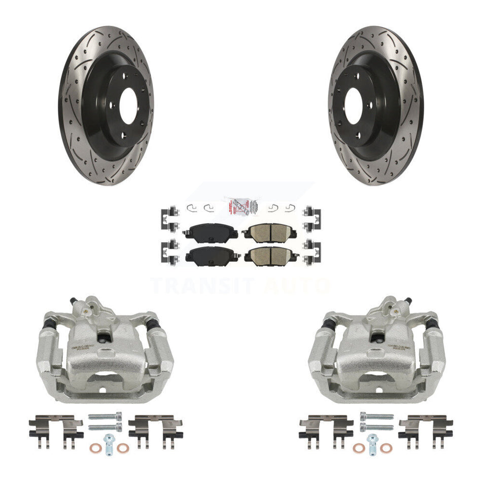 Rear Disc Brake Coated Caliper Drill Slot Rotor Ceramic Pad Kit For 2016-2022 Mazda CX-5 KCD-101639N