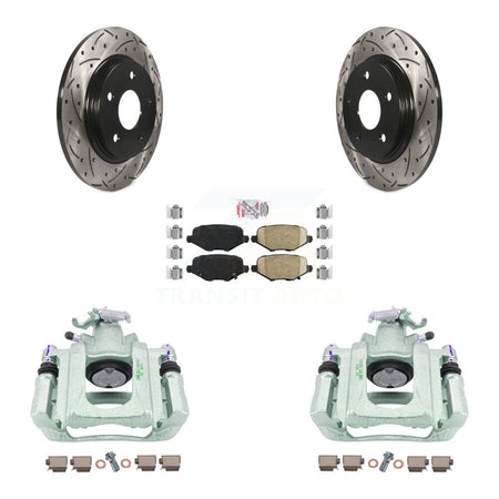 Rear Disc Brake Coated Caliper Drilled Slotted Rotors And Ceramic Pads Kit For Ram C/V KCD-101643N