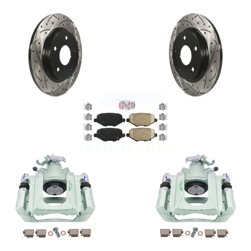 Rear Disc Brake Coated Caliper Drilled Slotted Rotors And Ceramic Pads Kit For Ram C/V KCD-101643N