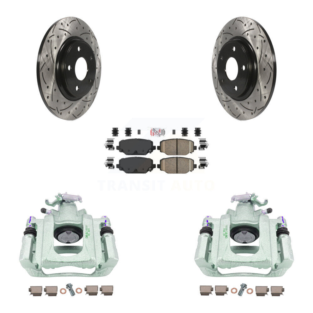 Rear Disc Brake Coated Caliper Drilled Slotted Rotors And Ceramic Pads Kit For Ram C/V KCD-101645N