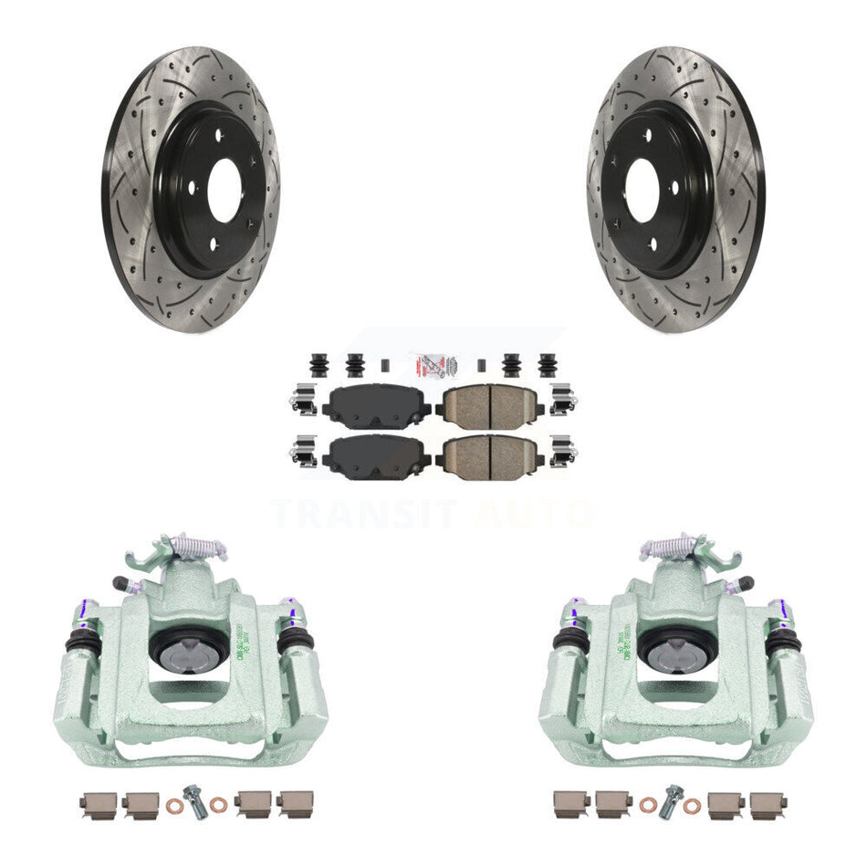 Rear Disc Brake Coated Caliper Drilled Slotted Rotors And Ceramic Pads Kit For Ram C/V KCD-101645N