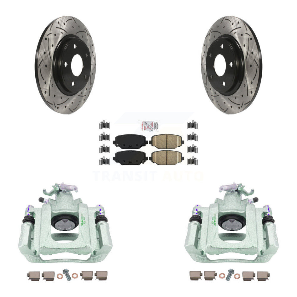 Rear Disc Brake Coated Caliper Drilled Slotted Rotors And Ceramic Pads Kit For Ram C/V KCD-101646N