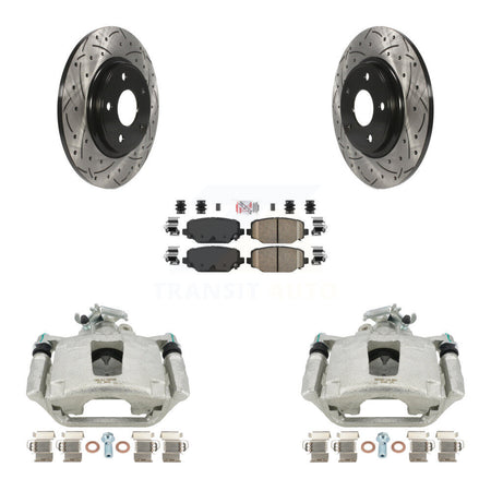 Rear Disc Brake Coated Caliper Drilled Slotted Rotors And Ceramic Pads Kit For Dodge Grand Caravan KCD-101651N by Transit Auto