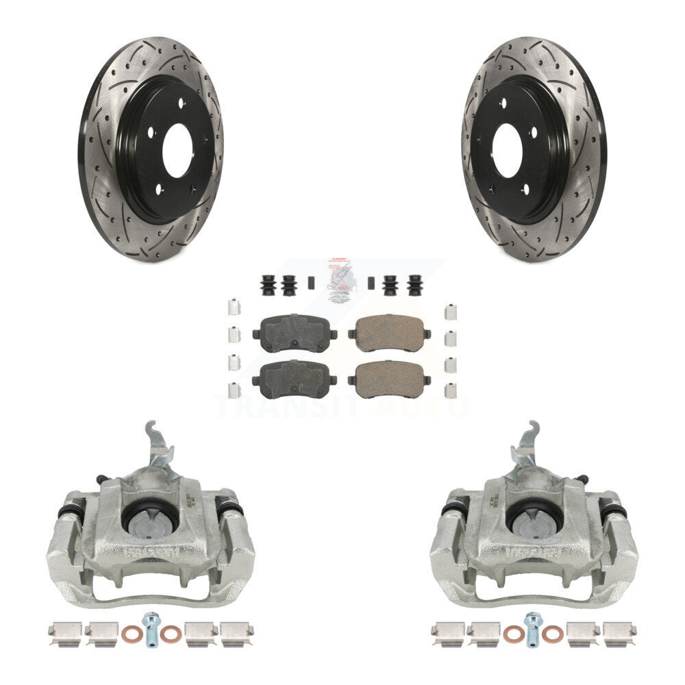 Rear Brake Coated Caliper Drilled Slot Rotor Ceramic Pad Kit For 2009-2011 Dodge Journey KCD-101653N