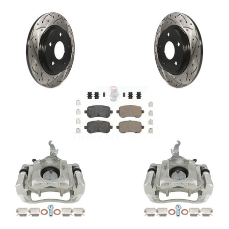 Rear Brake Coated Caliper Drilled Slot Rotor Ceramic Pad Kit For 2009-2011 Dodge Journey KCD-101653N