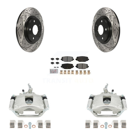 Rear Brake Caliper Drill Slotted Rotor Semi-Metallic Pad Kit For 2014-2020 Dodge Journey KCD-101659N
