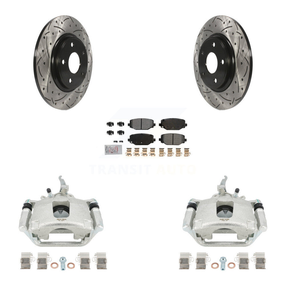 Rear Brake Caliper Drill Slotted Rotor Semi-Metallic Pad Kit For 2014-2020 Dodge Journey KCD-101659N