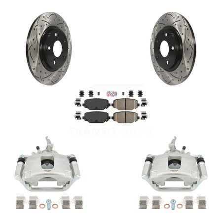 Rear Brake Coated Caliper Drilled Slot Rotor Ceramic Pad Kit For 2014-2020 Dodge Journey KCD-101660N