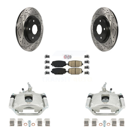 Rear Brake Coated Caliper Drilled Slot Rotor Ceramic Pad Kit For 2014-2020 Dodge Journey KCD-101661N