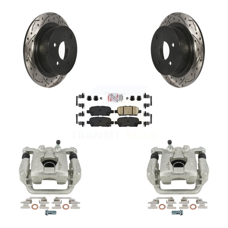 Rear Disc Brake Coated Caliper Drilled Slotted Rotors And Ceramic Pads Kit For 2010-2012 Nissan Altima KCD-101663N by Transit Auto